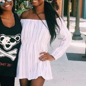 boohoo white off the shoulder romper